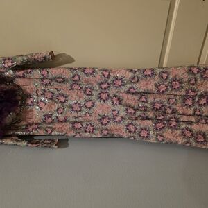 Elegant Floral Pink and Purple Wedding Dress